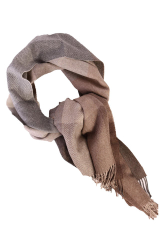 Beige-grey checked alpaca wool big scarf - BestSockDrawer