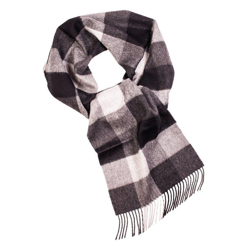 Black checked alpaca wool scarf - BestSockDrawer