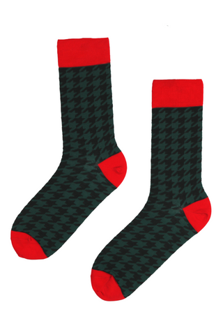 UOMO stylish suit socks with green pattern