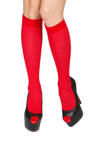 KRISS red cotton knee highs