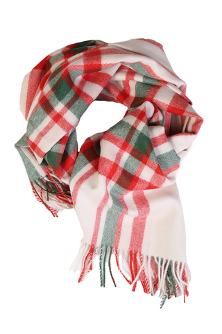 Red-green checkered alpha wool large scarf