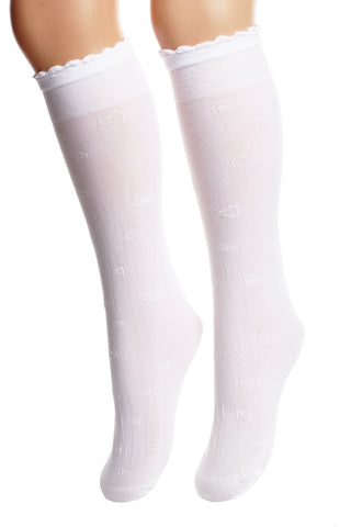 SABRINA white knee-highs with hearts for children