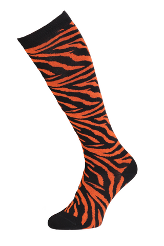 TIGER knee-highs with a tiger pattern