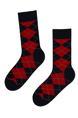 TUESDAY cotton socks with rhombus pattern for men