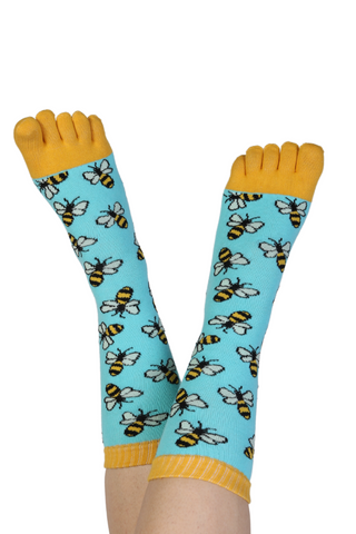 BEE blue toe socks with bees