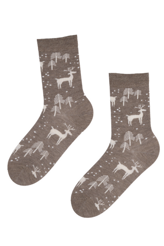 WHITE FOREST brown angora wool socks