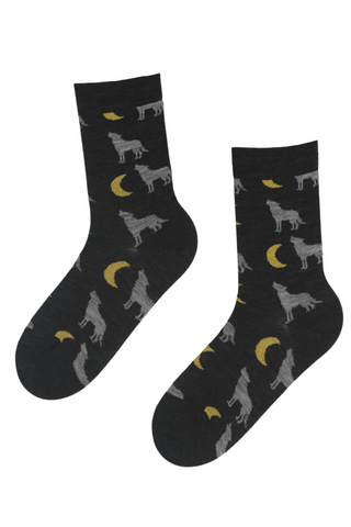 WOLFSTAR merino wool socks with wolves
